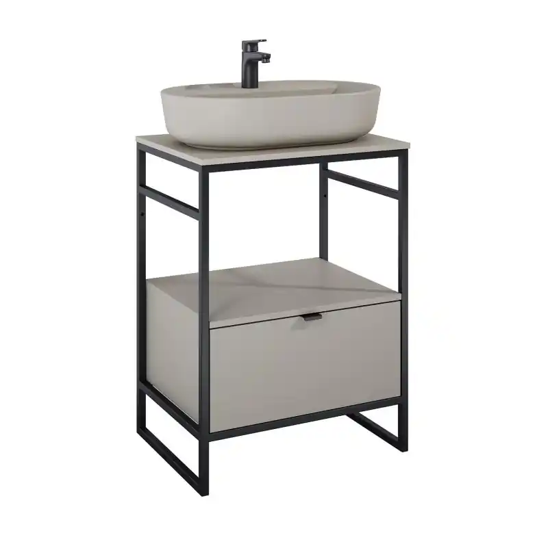 AREZZO design NEBO alsószekrény 60 cm-es, 1 fiókkal, matt beige, matt fekete (2 doboz) Vedd meg most