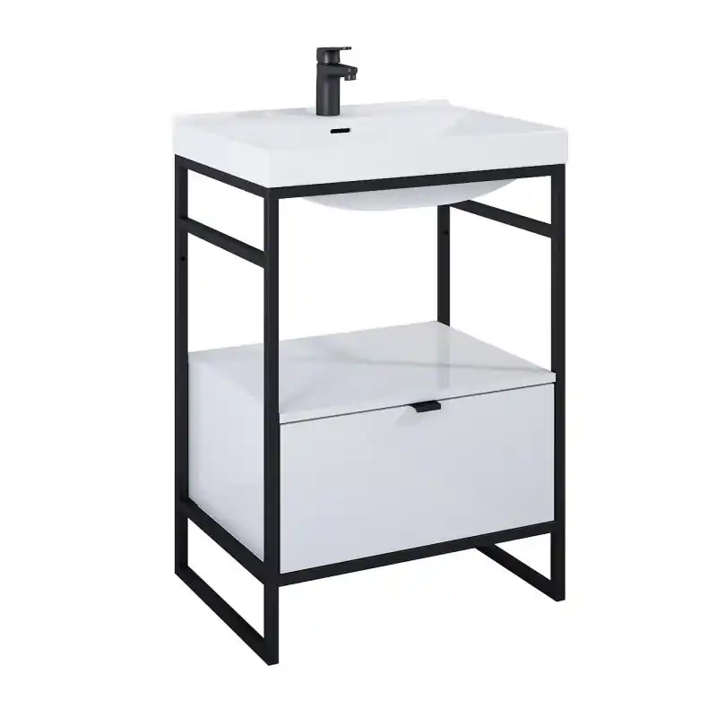 Népszerű AREZZO design NEBO alsószekrény 60 cm-es, 1 fiókkal, mf fehér, matt fekete (2 doboz)