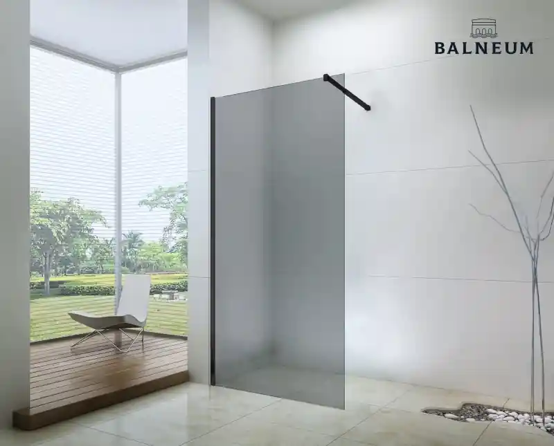 Végkiárusítás Balneum Royal Walk-In zuhanyfal fekete profillal füst üveggel
