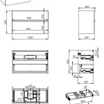 AREZZO design MONTEREY 100 cm-es alsószekrény 2 fiókkal Matt fekete színben, szifonkivágással Vedd meg online