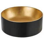 Újdonság Invena KETO mosdókagyló, kerek, asztali, átmérő 42 cm, fekete-arany, PVD/Waterplating