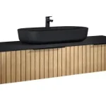 AREZZO design MONTEREY 160 cm-es alsószekrény 2 fiókkal természetes fa színben, szifonkivágással Exkluzív ajánlat