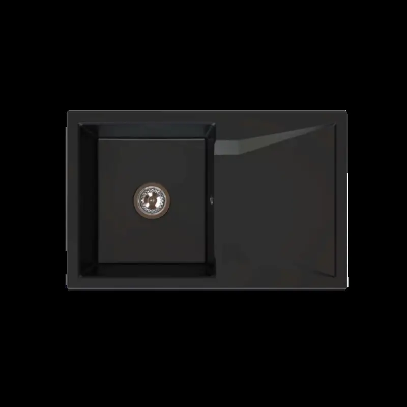 Kiárusítás LUNART Andy Max egymedencés gránit mosogató csepptálcával, Midnight Black