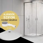 H2O Comfort A íves, króm zuhanykabin 90x90 cm-es méretben + Nero A slim lapos zuhanytálca Azonnal elérhető