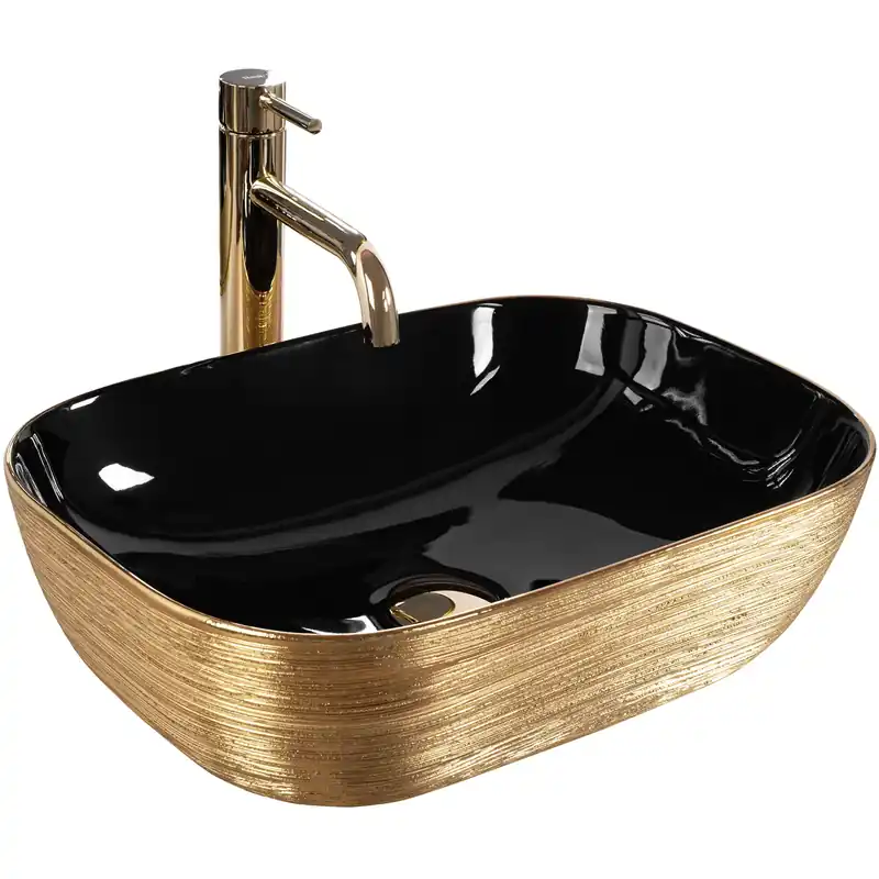 Népszerű Pultos mosdókagyló Rea Belinda BLACK BRUSH GOLD