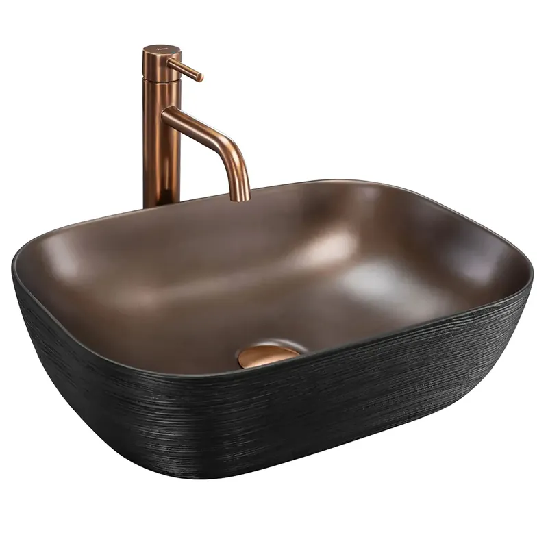 Azonnali szállítás Pultos mosdókagyló Rea Belinda COPPER BRUSH / Black