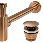 Gyors kiszállítás REA COPPER MAT univerzális mosdószifon click-clack leeresztő szeleppel