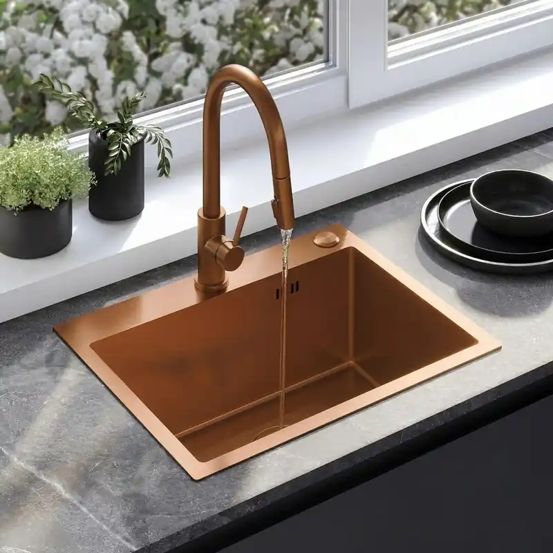 Akciós ár Acél mosogatótálca Liam BRUSH COPPER