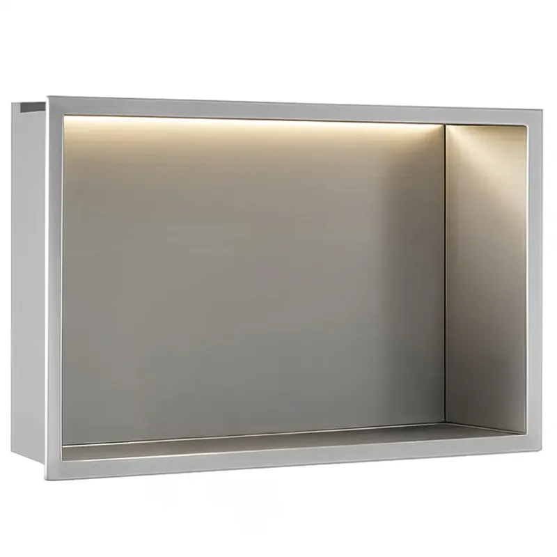 Gyors szállítás Süllyesztett fürdőszobai polc LED 30x45 steel brush