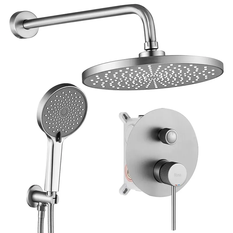 Nézd meg most Zuhanyszett rejtett Rea Lungo Stripe Nickel Brush + box