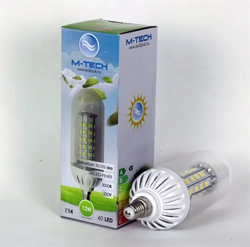 Alacsony ár M-Tech E14 Candle 60SMD 230V, 840Lm Meleg Fehér 3000K, Led izzóM-tech