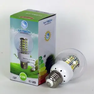 Utolsó esély M-Tech E27 Global 80 LED SMD 230V, 4,8W, 300Lm Hideg Fehér 6500K, 3528, MTL406 led izzóM-tech