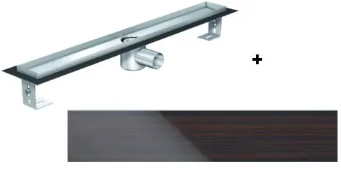 Azonnal elérhető ACO EXCLUSIVE alacsony (79 mm) zuhanyfolyóka + wenge üveg fedlap 800mm hosszú (0153.76.45 + 9010.57.28)ACO