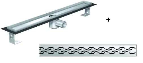 Árengedmény ACO EXCLUSIVE alacsony (79 mm) zuhanyfolyóka + lánc rács 900mm hosszú (0153.76.46 + 9010.55.95)ACO