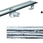 ACO EXCLUSIVE alacsony (79 mm) zuhanyfolyóka + fehér üveg fekete csíkkal fedlap 1000mm hosszú (0153.76.47 + 9010.57.00)ACO Vásárlói kedvenc