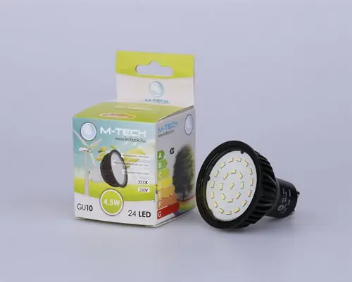 Led Fényforrás M-Tech GU10 Spot 24 LED SMD, 230V, 5W, 290Lm Meleg Fehér 3000K, 3014, Dimmable MTL466 led izzóM-tech Árcsökkenés