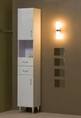 Akciós ár Tboss Bianka M45 fürdőszobai álló szekrény (magasfényű fehér)Tboss