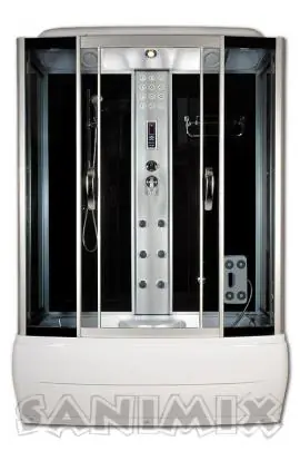 Alacsony ár Sanimix 150x85 cm Hidromasszázs zuhanykabin elektonikával 22.8011-150 (kádkabin)Sanimix