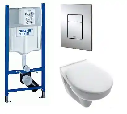 Grohe Rapid Projekt szerelőelem fali WC-hez + Skate Cosmopolitan króm nyomólap + Alföldi Saval 2.0 mélyöblítésű fali wc (38840000 + 38732000 + 7056 59 01)Grohe Kedvezményes ár