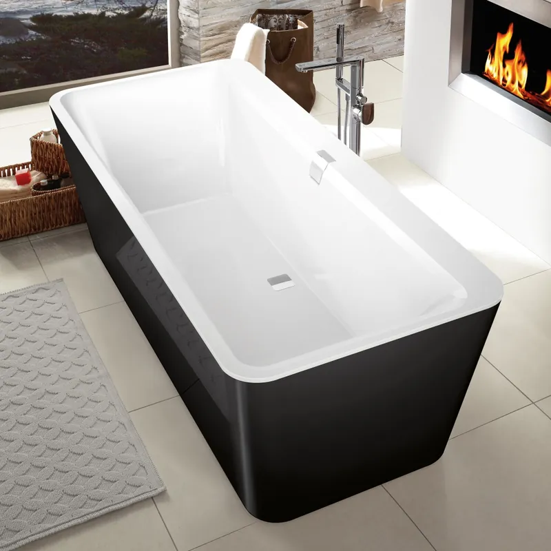 Akció Villeroy and Boch Squaro Edge 12 180x80 cm szabadon álló fürdőkád (Graphite Noir) UBQ180SQE7PDT1V-01Villeroy & Boch