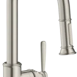 Exkluzív ajánlat Axor Montreux konyhai csaptelep kihúzható zuhanyfejjel, rozsdamentes acél hatású 16581800Axor