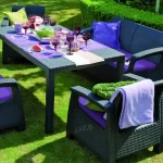 Curver Corfu fiesta set kerti bútor garnitúra, Válasszon egy színt: Grafit színben, világos szürke párnávalCurver Kiárusítás