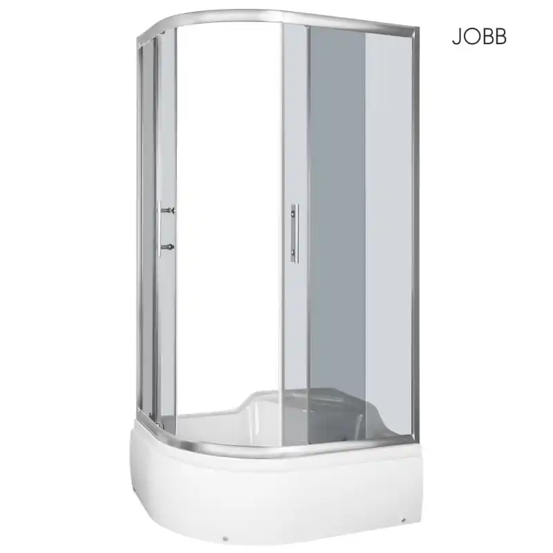 Csak ma Kerra AZALIA 100 íves aszimmetrikus mélytálcás zuhanykabin, grafit üveggel, Beépítési oldal: Jobbos kivitel(a rövid egyenes oldal szemből nézve a jobb oldalon van), Üveg színe: GrafitKerra