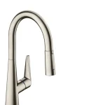 Vedd meg online Hansgrohe M5116-H200 egykaros konyhai csaptelep 200 kihúzható zuhanyfejjel, rozsdamentes acél hatású 73851800Hansgrohe