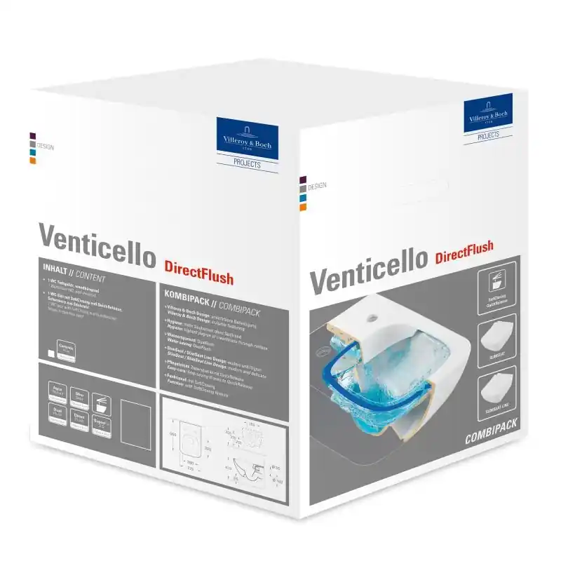 Villeroy & Boch Venticello Directflush (perem nélküli) fali wc kombipack, wc ülőkével 4611RL01 (4611 RL 01)Villeroy & Boch Rendeld meg most