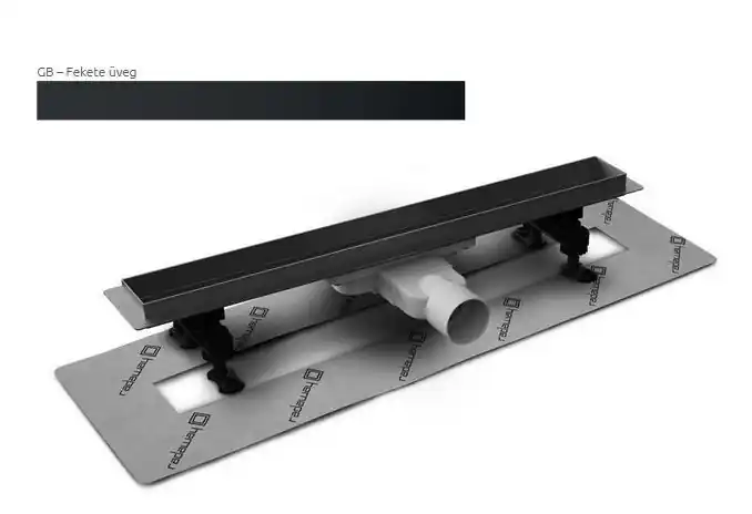 Azonnal elérhető Radaway SLIM 95 cm-es rozsdamentes zuhanyfolyóka Fekete üveg ráccsal 5L095S + 5R095SGBRadaway