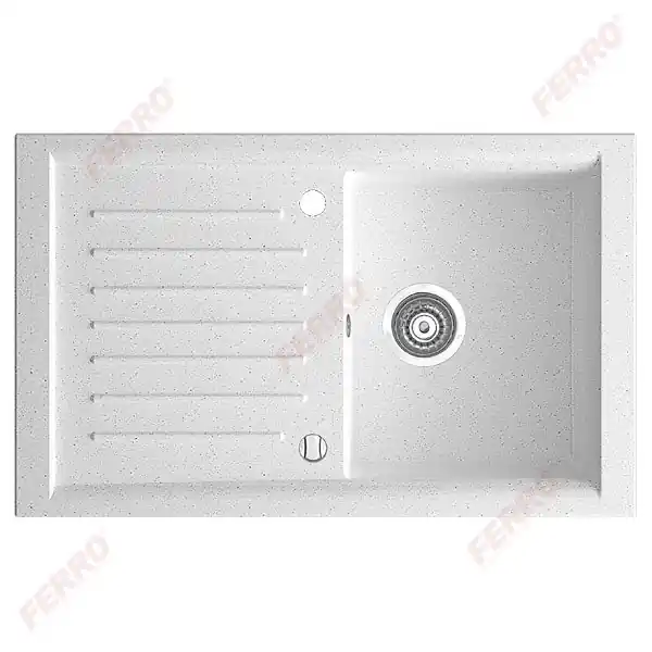 Ferro KIZZ egymedencés csepptálcás mosogató 50x81x19 cm, fehér DRG50/81WFerro Akció