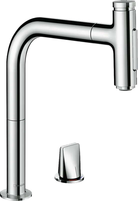 Árcsökkenés Hansgrohe Metris M71 M7120-H200 2-lyukú egykaros konyhai csaptelep kihúzható kifolyóval, króm 73818000Hansgrohe