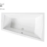 Utolsó esély Besco INTIMA DUO SLIM 180x125 cm jobbos aszimmetrikus kád, fehér WAID-180-SPBesco