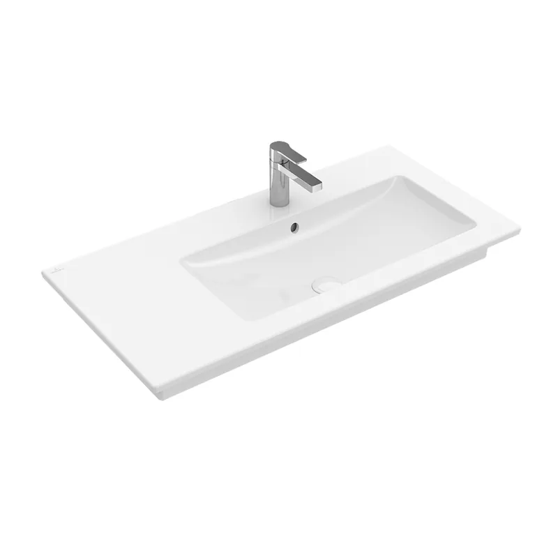 Ajánlat Villeroy and Boch Venticello 100x50 cm beépíthető aszimmetrikus mosdó, 1 csaplyukkal, jobbos CeramicPlus felülettel 4134R1R1Villeroy & Boch