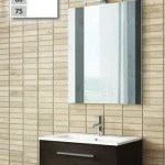 Olcsó Tboss Arta 75 alsószekrény kerámia mosdóval, Floating Mirror Easy 75 tükörrel, prégelt fehér (komplett szett)Tboss