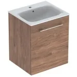 Végkiárusítás Geberit Selnova Square mosdószekrény, keskeny peremű mosdóval, egy ajtós, Feketedió hickory/Melaminos faszerkezet 501.250.00.1Geberit
