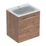 Expressz kézbesítés Geberit Selnova Square mosdószekrény, keskeny peremű mosdóval, egy ajtós, Feketedió hickory/Melaminos faszerkezet 501.254.00.1Geberit