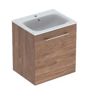 Expressz kézbesítés Geberit Selnova Square mosdószekrény, keskeny peremű mosdóval, egy ajtós, Feketedió hickory/Melaminos faszerkezet 501.254.00.1Geberit