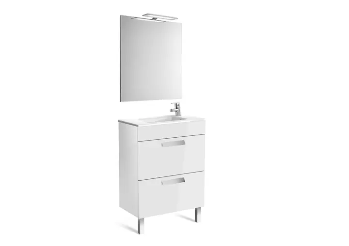 Roca Pack Debba Compact 600 alsószekrény két fiókkal és mosdóval tükörrel és spotlámpával LED, fehér A855913806Roca Ajánlat