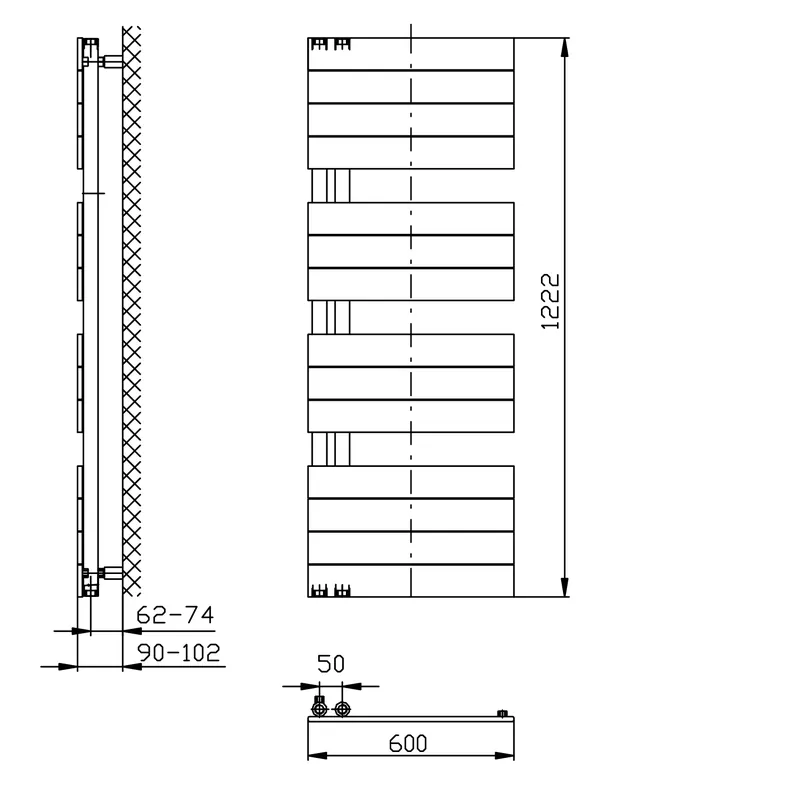 AQUALINE MILI fürdőszobai radiátor, 600x1222mm, 632W, fehér DC620TAqualine Szezonális akció