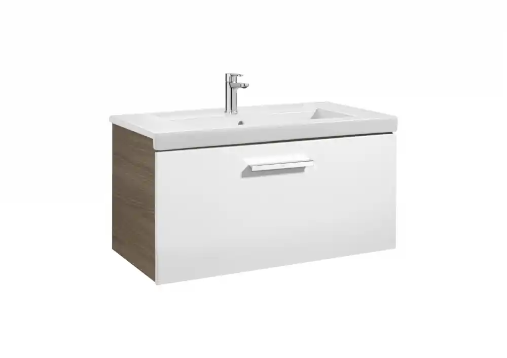 Legjobb ár Roca Prisma 80 cm fürdőszoba bútor mosdóval, fényes fehér/kőris fa A855945322Roca