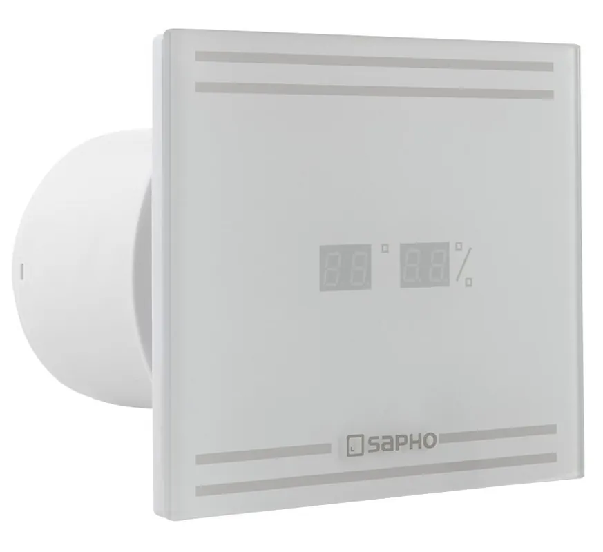 Csak ma Sapho GLASS ventilátor időzítővel, páraérzékelővel 8W, 100mm, fehér GS103Sapho