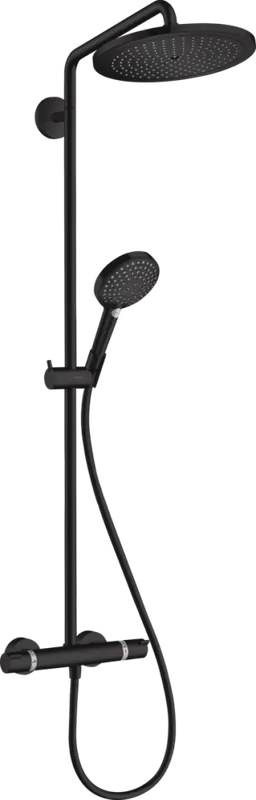 Akció Hansgrohe Croma Select S Showerpipe 280 1jet EcoSmart 9 l/perc termosztáttal és Raindance Select S 120 3jet kézizuhannyal, matt fekete 26891670Hansgrohe