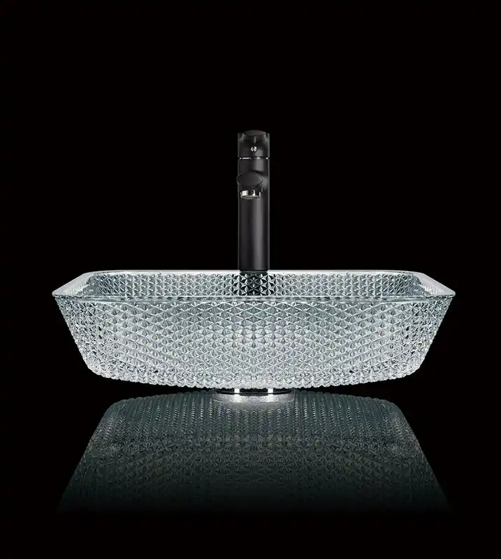 Sapho BEAUTY SKYFALL gravírozott üvegmosdó, 40x10,5x40cm, transzparent üveg TY190Sapho Biztonságos fizetés