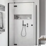 Akciós ár Radaway Essenza New Black KDJ 80 B szögletes fekete zuhanykabin (ajtó része) 385043-54-01LRadaway