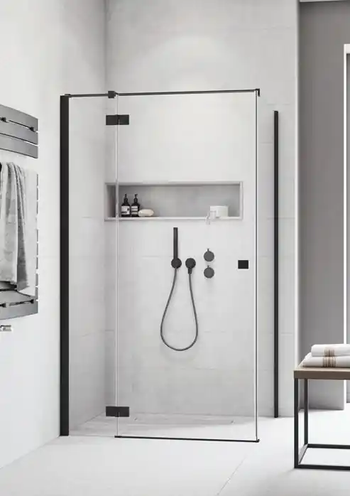 Akciós ár Radaway Essenza New Black KDJ 80 B szögletes fekete zuhanykabin (ajtó része) 385043-54-01LRadaway