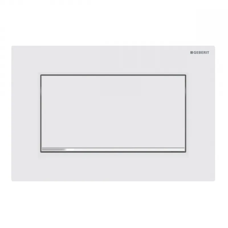 Geberit Sigma30 működtetőlap, öblítés-stop működtetésű, csavarral rögzíthető, matt fehér easy-to-clean bevonattal/fényes króm 115.893.JT.1Geberit Bestseller