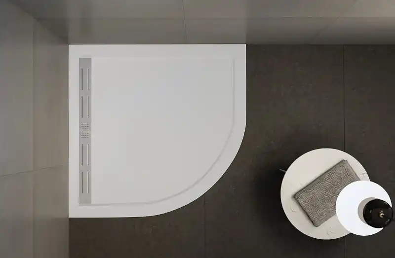 Wasserburg PETRA 90x90 íves öntött műmárvány zuhanytálca folyókával, fehér 2503R-90Wasserburg Akciós ár