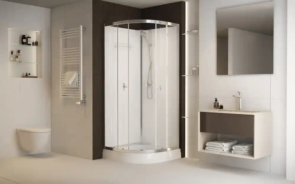 Sanimix üveghátfalas 90x90x200cm negyedköríves zuhanykabin tálcával 22.1059Sanimix Ne maradj le