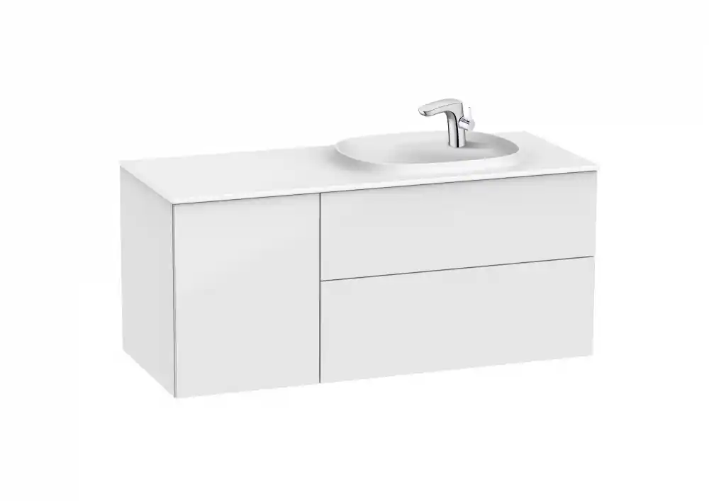 Roca Beyond 120 cm jobbos fürdőszoba bútor mosdóval, fényes fehér A851392806Roca Kiárusítás